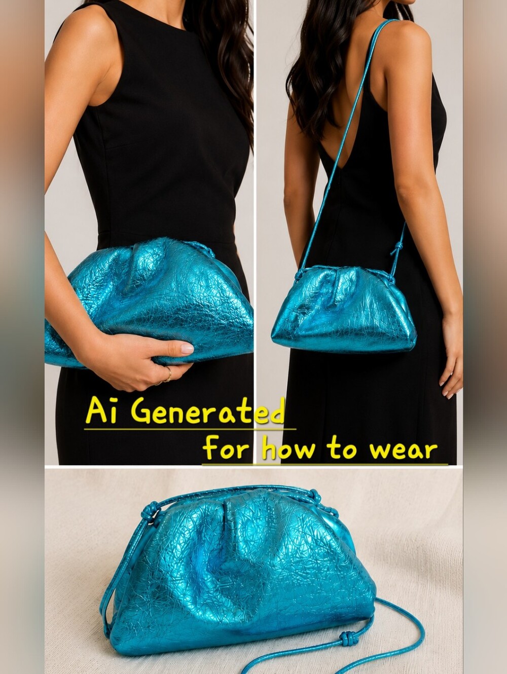 Bottega Veneta Metallic Turquoise Dumpling Crossbody Bag